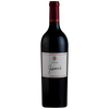Red wine bottle with a label on a white background