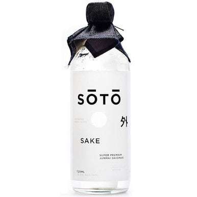 Bottle of Soto Junmai Daiginjo Sake 720 ML with minimalist white design and premium Japanese sake inside