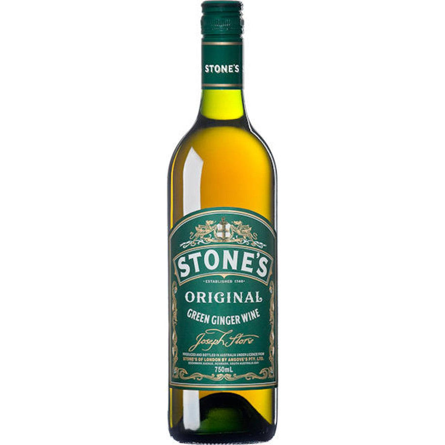 Stones Original Ginger 750 ML bottle showcasing a bold ginger-flavored wine-based drink