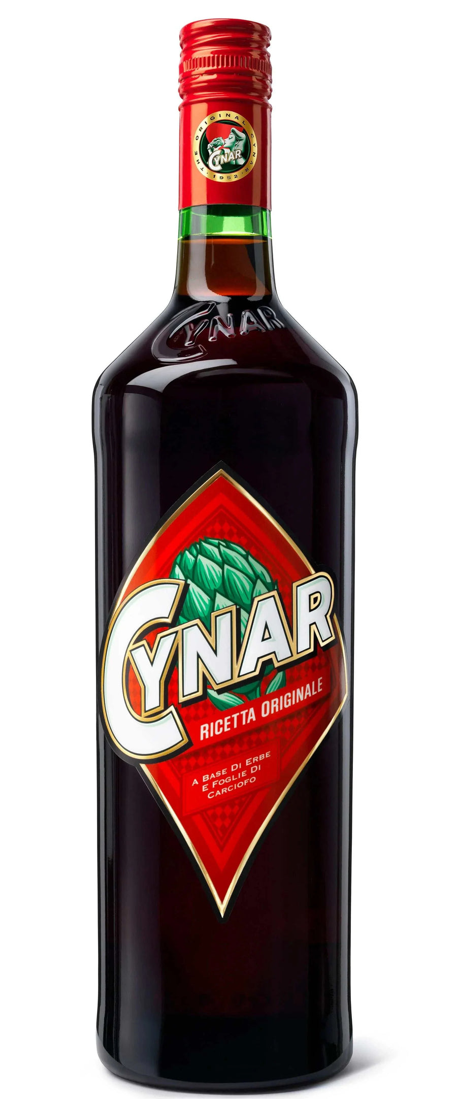 Cynar Aperitif Ricetta Originale 70 1 L Italian herbal liqueur bottle with artichoke and botanical design